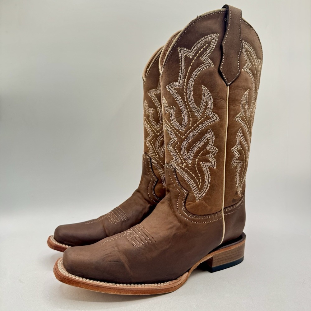 Circle G Embroidery Boots Women's Size 7.5 M Distressed Brown Leather